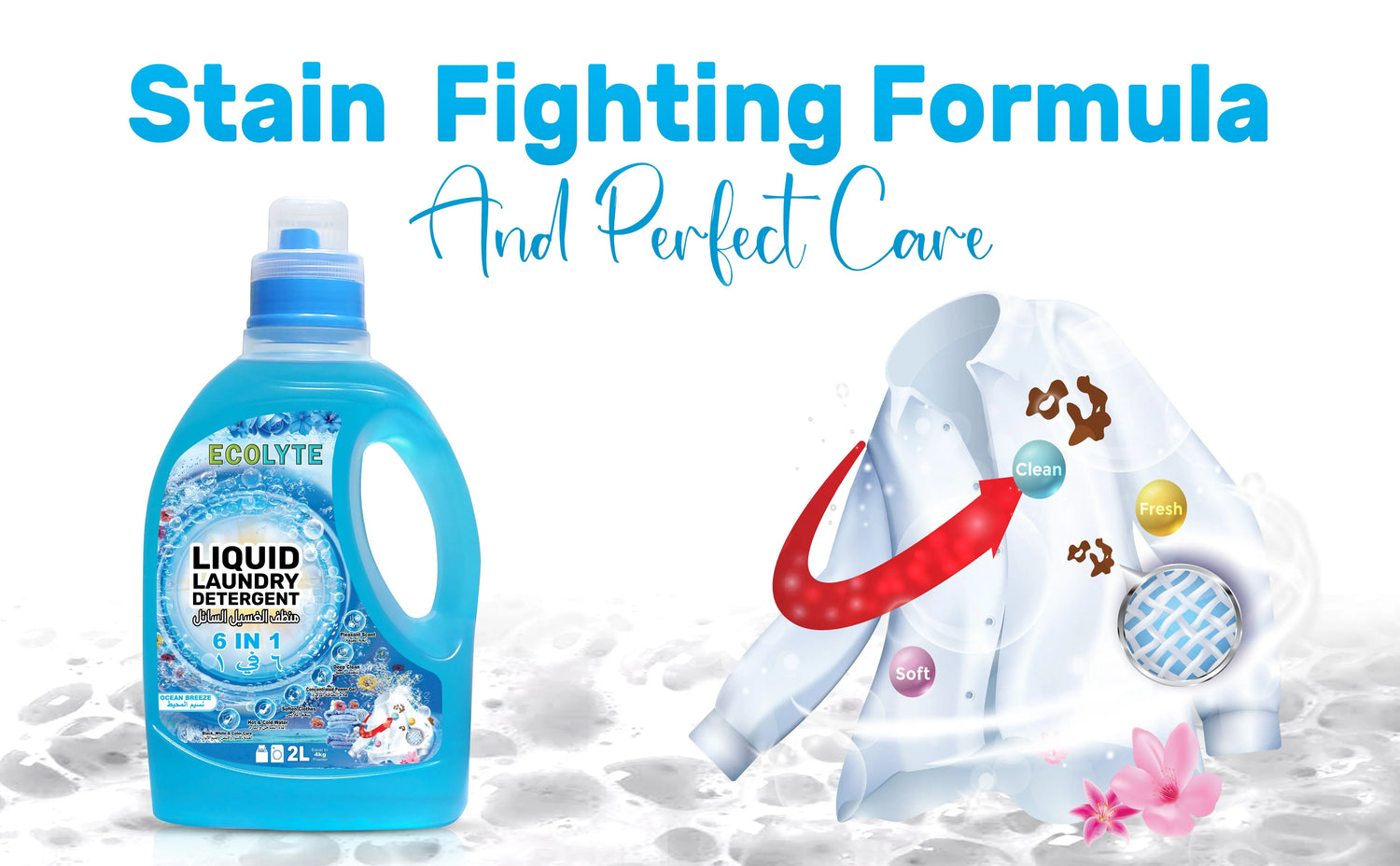 Achieve Perfect Cleanliness with Ecolyte+ Liquid Laundry Detergent: 6-in-1 Deep Clean Technology