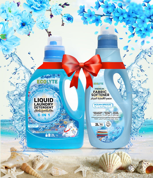 Liquid Laundry Detergent & Fabric Softener Bundle 2L+2L (Pack of 2)
