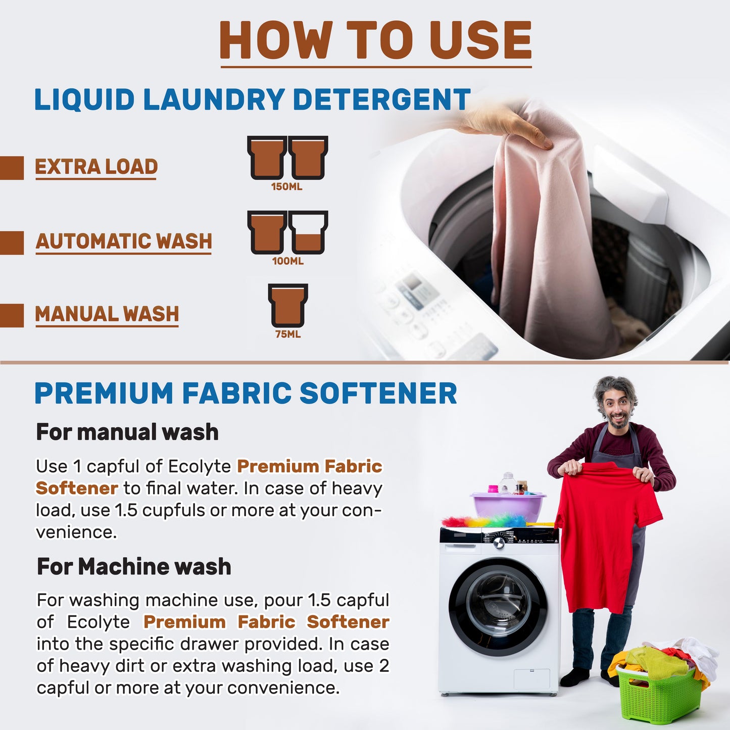 Liquid Laundry Detergent & Fabric Softener Bundle 2L+2L (Pack of 2)